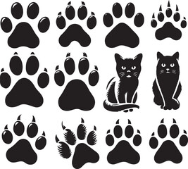 set of cats  and dog silhouettes 