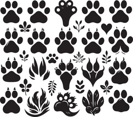 set of cats  and dog silhouettes 