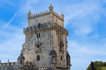 View at the Belem tower at the bank of Tejo River in Lisbon - Portugal