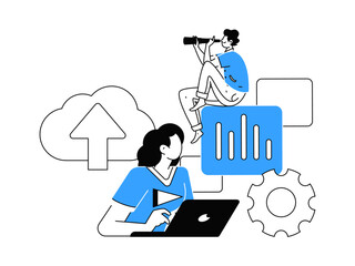 Flat vector illustration of business people operating work scene
