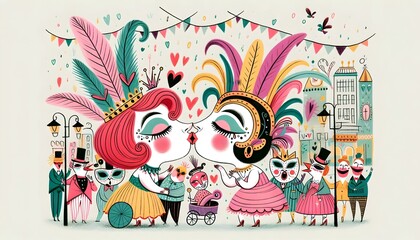 Fototapeta premium Día del orgullo, día del orgullo gay, gay, orgullo, bandera, arcoiris, unicornio, llama, dibujos animados, decoraciones, alegre, empapelar, pintada, el amor es el amor, homosexual, lesbiana, pareja