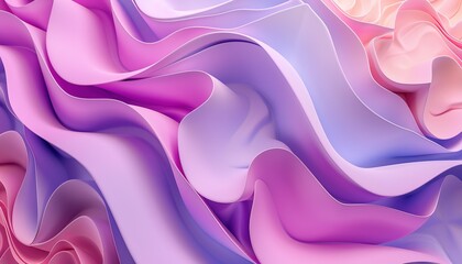 Fototapeta premium Pink and Purple 3D Waves arranged to create a Multicolored abstract background