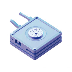 Fototapeta premium Isometric illustration of a 3D modem with connectors, ideal for technology, internet, and communication concepts in stock photos.