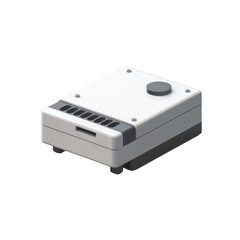 Fototapeta premium Isometric illustration of a modern electronic device with buttons and ventilation. Ideal for tech, gadgets, and electronics themes.