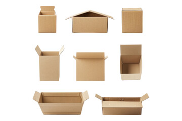 Cardboard containers isolated on transparent background