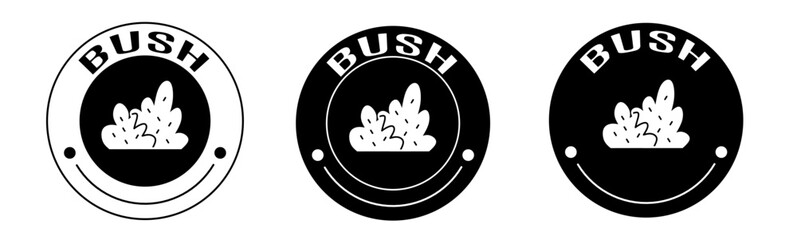 Black and white illustration of bush icon in flat. Stock vector.