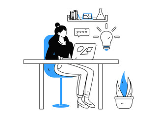 Flat vector illustration of business people operating work scene
