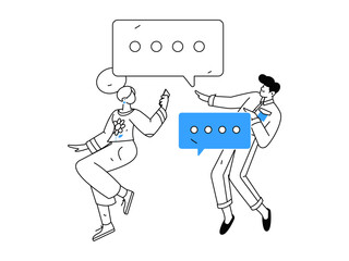 Flat vector illustration of business people operating work scene
