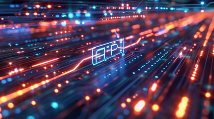 Futuristic API Integration Concept with Neon Lights.