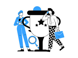 Flat vector illustration of business people operating work scene
