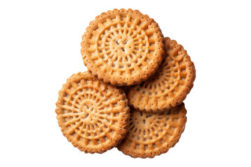 Circular biscuits isolated on transparent background