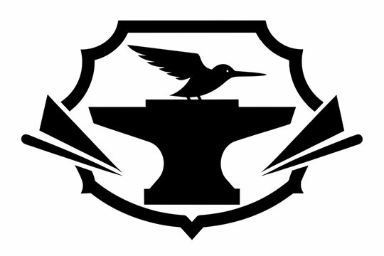 recommend clip art:  Logo anvil and hummer vector black and white silhouette black color
