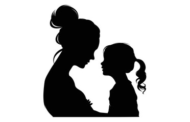 Mom lifting Child black Silhouette Vector, Mother and daughter Silhouette Clip art