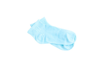 Blue socks isolated on white background,  Blue cotton socks