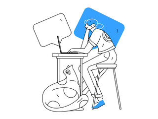 Flat vector illustration of business people operating work scene
