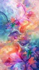 Fototapeta premium Art nouveau, embracing colorful brightness with vibrant pastel power and gradient splendor, a fusion of elegance and dynamism in artistic expression.