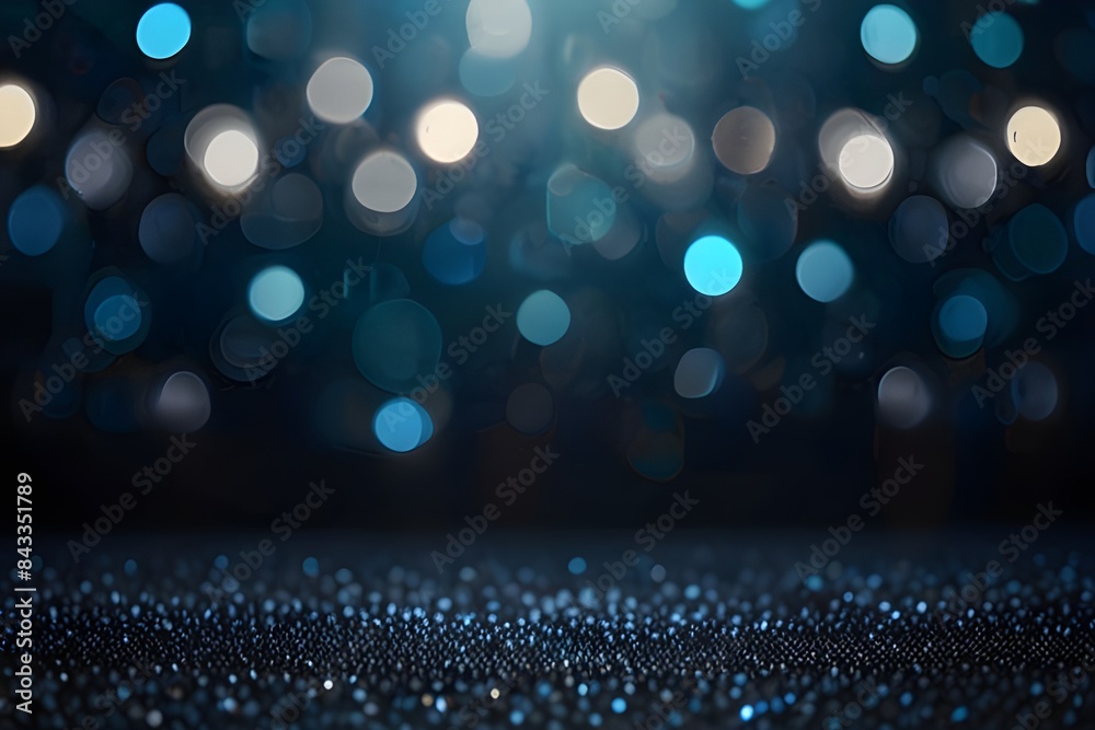 Wall mural background of abstract glitter lights. silver, blue and black. de focused, Generative AI 