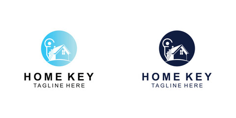 Simple home and key logo design with modern style , premium vector