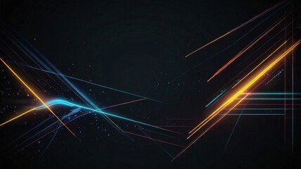 Dark grey black abstract background with Colorful glowing lines design for Social Media Post Generative Ai.