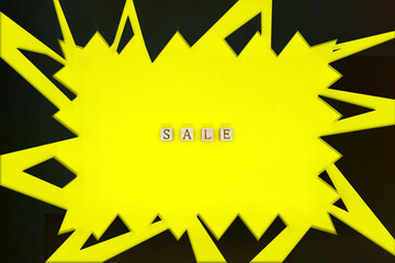 電気が走るフレームの中にセールの英語ブロックが並ぶ電撃セールのイメージ