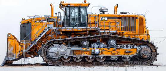 Obraz premium exploded-view diagram of a D10 Dozer.generative ai