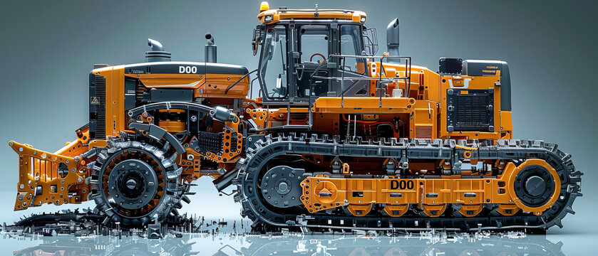 exploded-view diagram of a D10 Dozer.generative ai