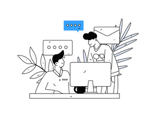 Flat vector illustration of business people operating work scene
