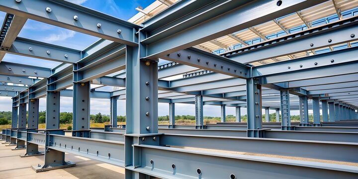 Steel Structure Of A Building Under Construction.