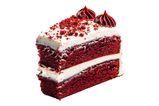 Red velvet cake isolated on transparent background
