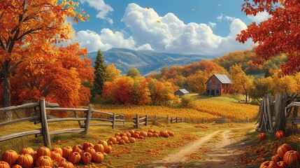 Obraz premium Step into a world of autumnal splendor with a stunning blend of colors, tranquility, and nature's beauty. Keywords: autumn, splendor, colors, tranquility, nature.