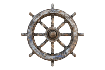 Ship steering wheel isolated on transparent background