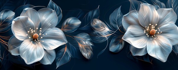 Elegant floral design with blue and white flowers for iPhone background