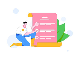 Flat vector illustration of business people operating work scene
