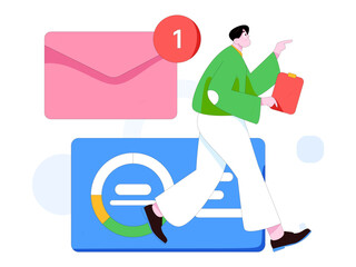 Flat vector illustration of business people operating work scene
