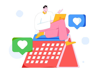 Flat vector illustration of business people operating work scene
