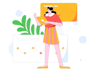 Flat vector illustration of business people operating work scene
