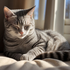 アメリカンショートヘア　猫　ネコ　かわいい　笑顔 動物　睡眠