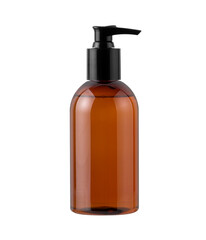 blank pump glass bottle Skincare makeup product generic packaging mockup product shot for design layout, brown