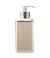 blank pump transparent glass bottle Skincare makeup product generic packaging mockup product shot for design layout, brown