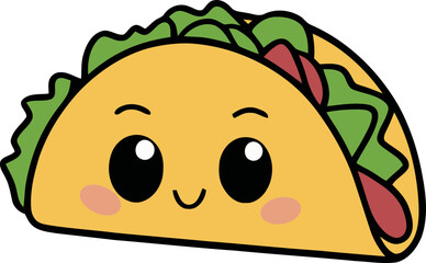Cute Taco Cartoon Vector Illustration