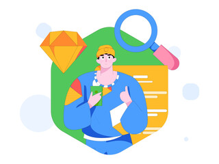 Flat vector illustration of business people operating work scene
