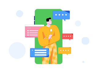 Fototapeta premium Flat vector illustration of business people operating work scene 