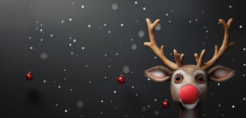 deer and dog of the Christmas in the isolated green background with text copy space 
baby deer on the white blurry snowy background with text space 
wearing the red Christmas hat abstract texture 