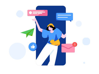 Flat vector illustration of business people operating work scene
