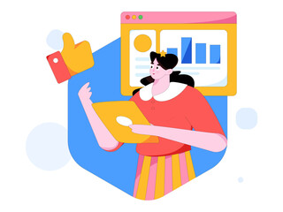 Flat vector illustration of business people operating work scene
