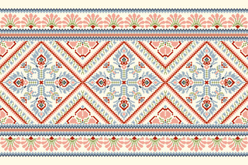 Geometric ethnic pattern on white background vector illustration.