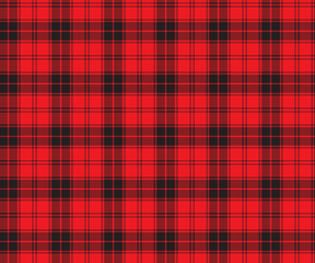 Plaid pattern, black, red, seamless for textiles, and for designing clothing, skirts, pants or decorative fabric. Vector illustration.