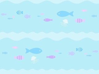 Naklejka premium 魚のシームレスパターン C-2