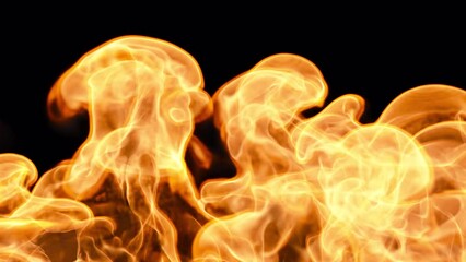Fire flames wiping across the frame at 3 different speeds, 4k 30p isolated with an alpha channel for transparency. 3 shots in one clip, high resolution