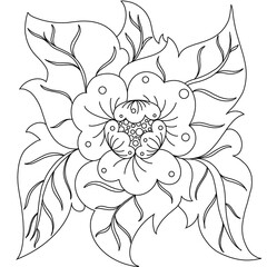 Abstract, Doodles in Abstract Flower Circle Pattern, Black Lines Without Fixed Shapes Creating Image, Doodles, Patterns, Picture with White Background.